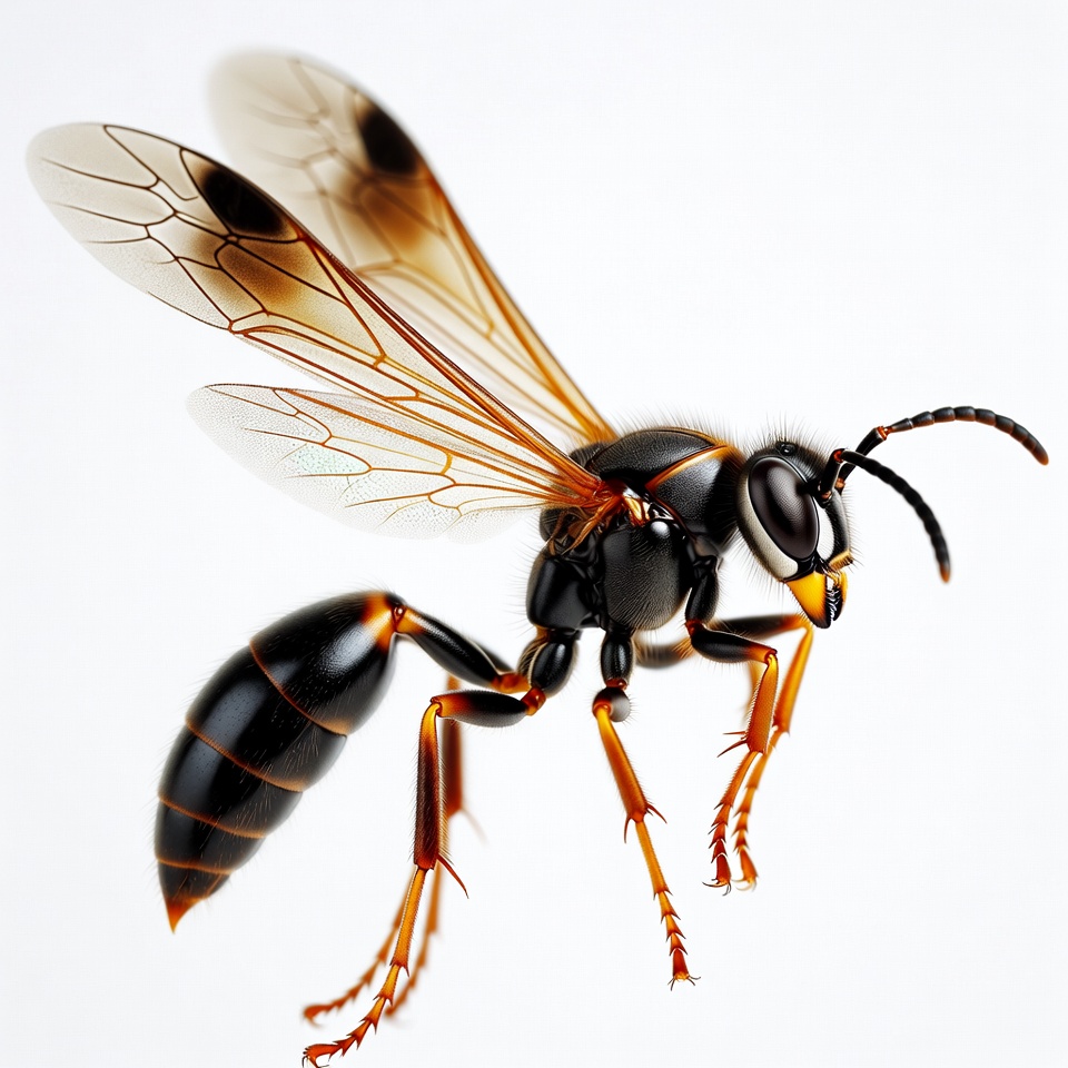 Black and yellow wasp flying Black and yellow wasp flying