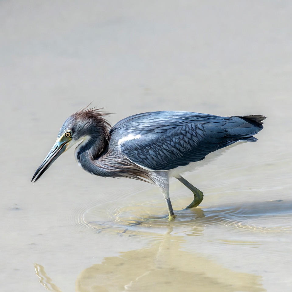 Little Blue Heron in shallow water Little Blue Heron in shallow water