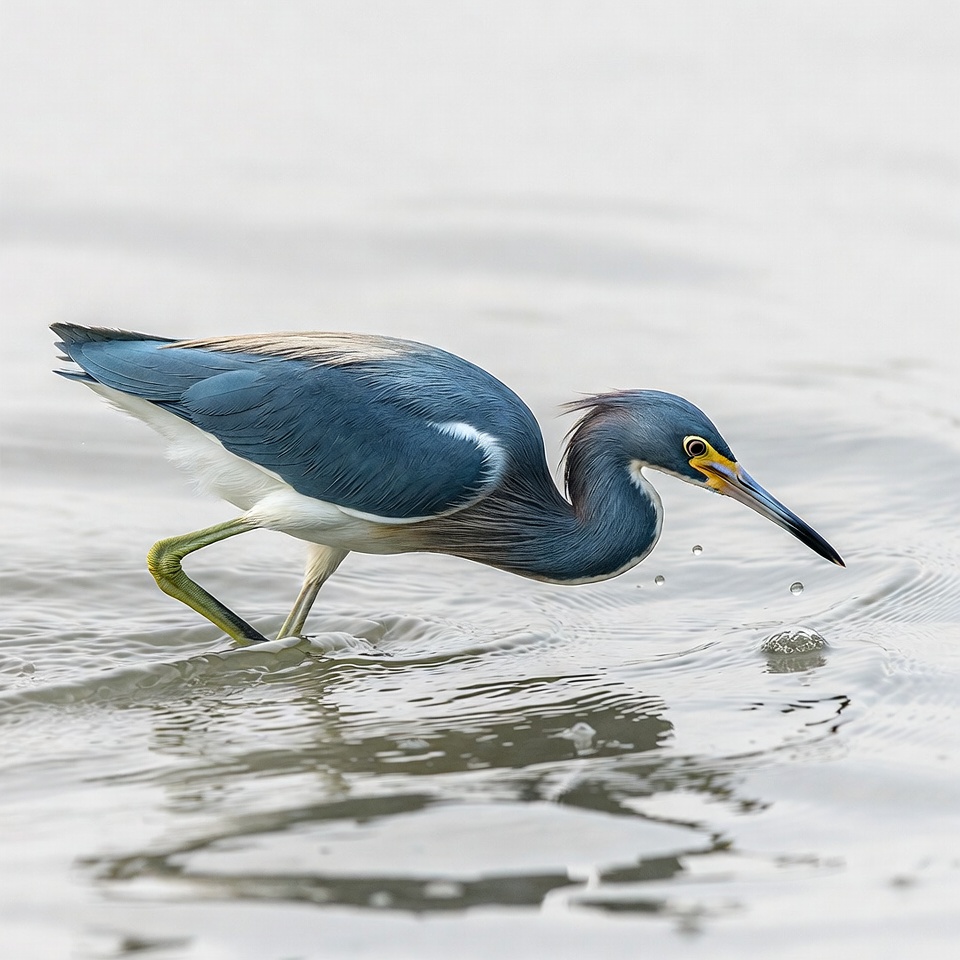 Tricolored Heron wading in water Tricolored Heron wading in water