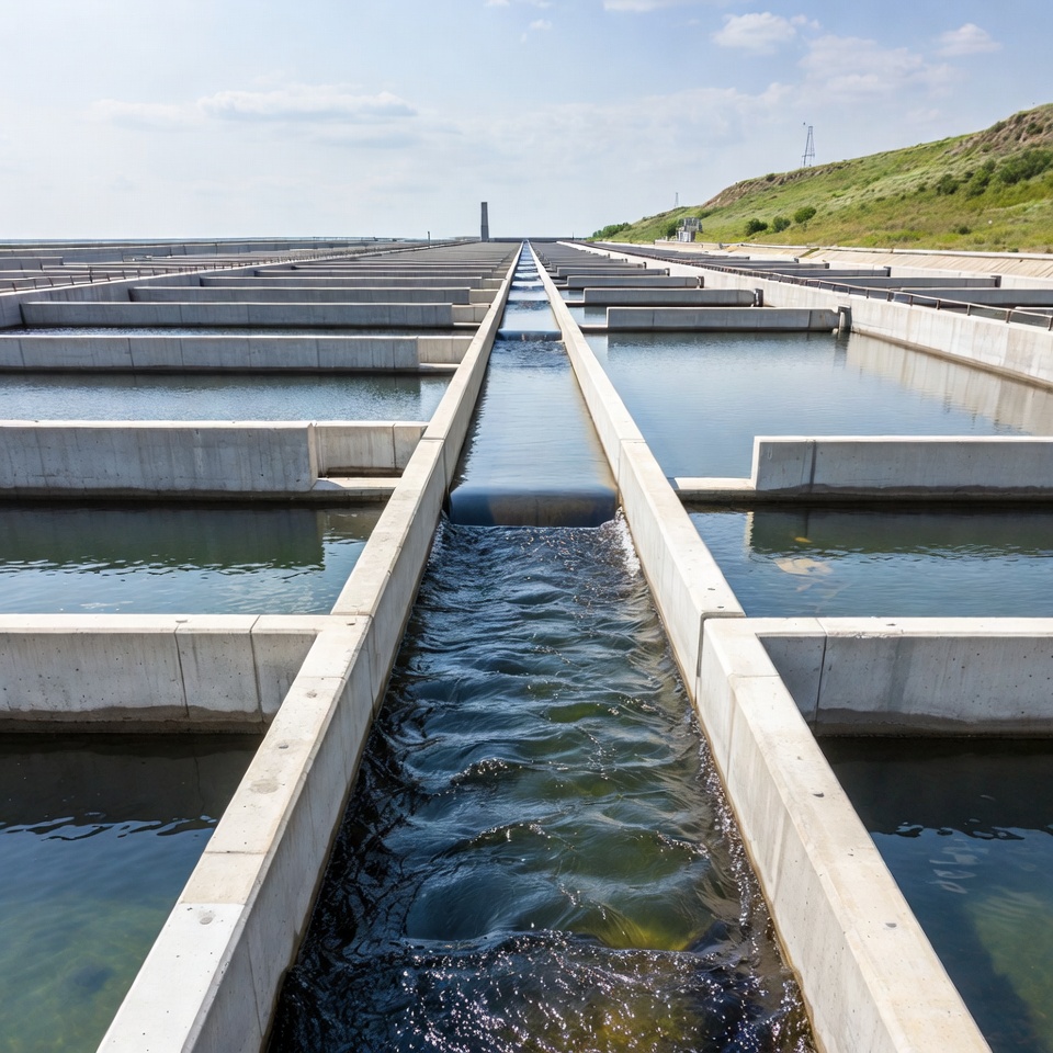 Fish Farm Raceways with Flowing Water Fish Farm Raceways with Flowing Water