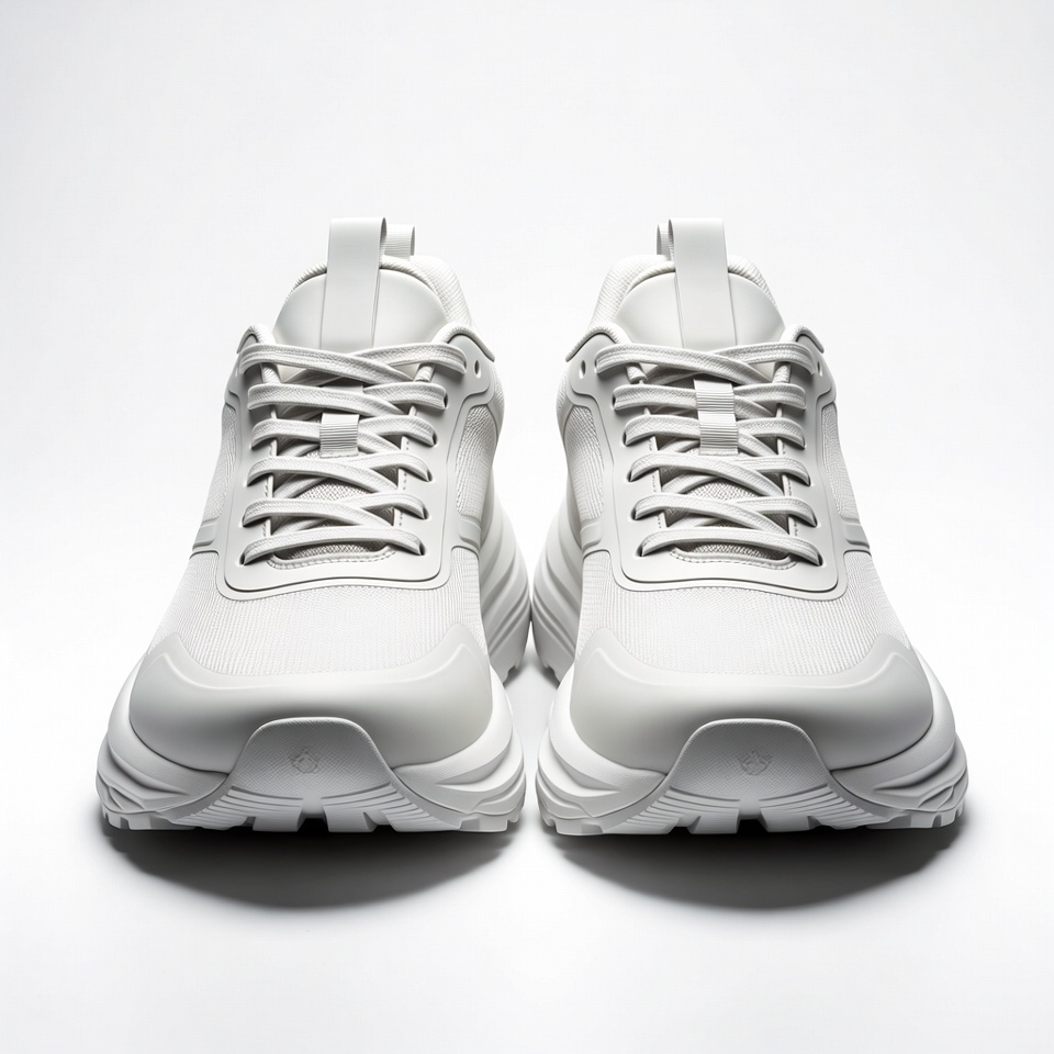 White sneakers pair on white background White sneakers pair on white background