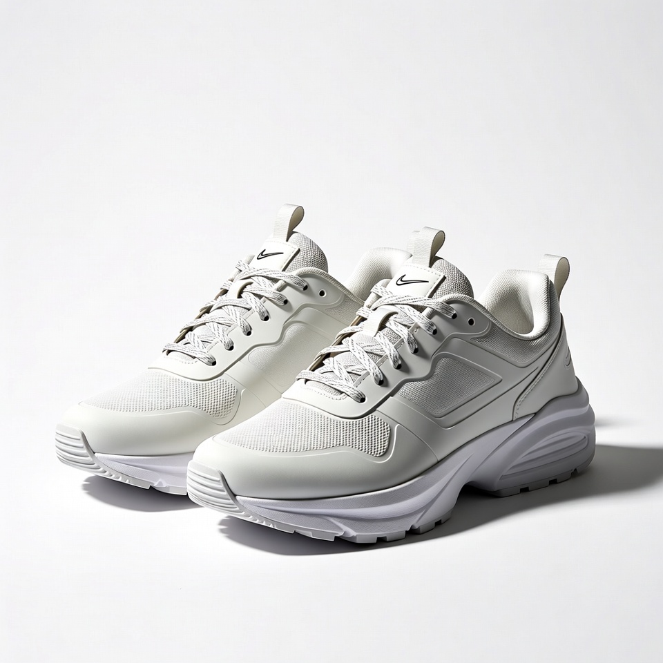 White Nike Air Sneakers Pair White Nike Air Sneakers Pair