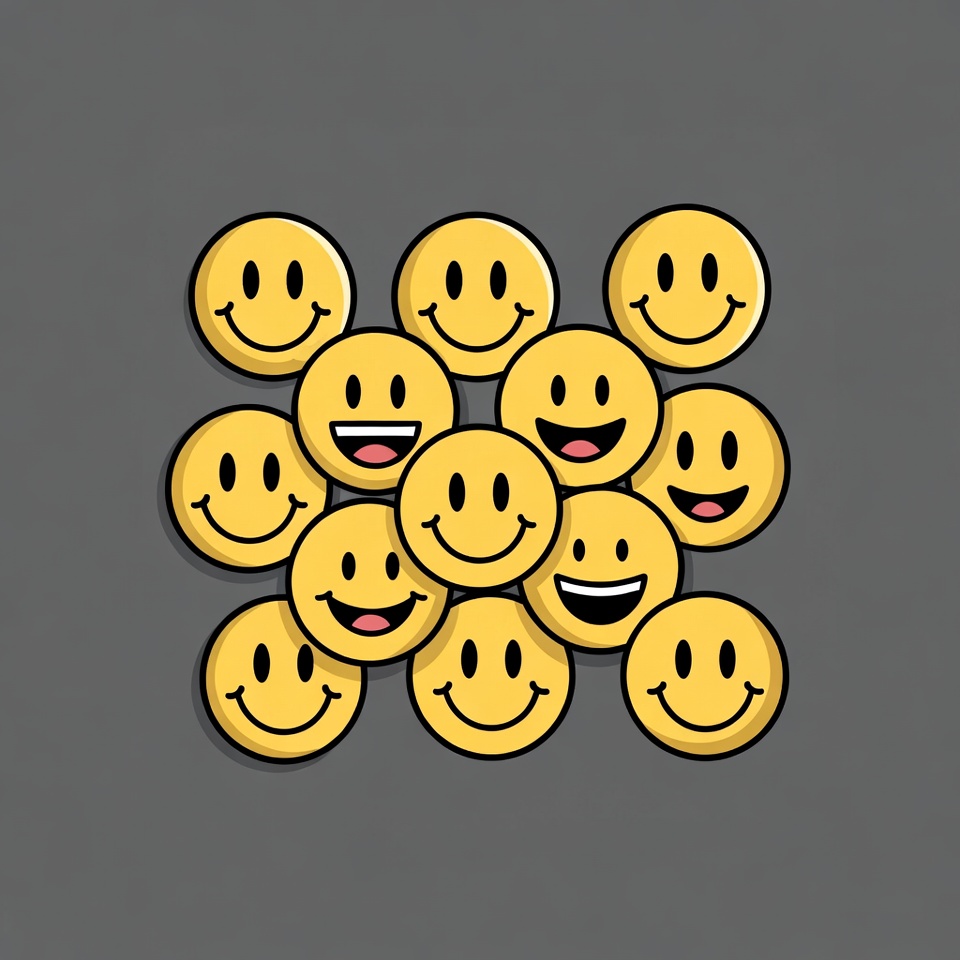 Grid of Smiling Yellow Emojis Grid of Smiling Yellow Emojis