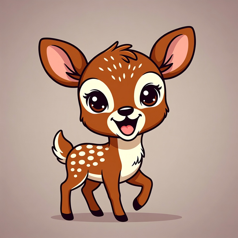 Cute cartoon baby deer smiling Cute cartoon baby deer smiling