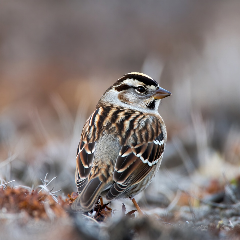 Song Sparrow on dry grass Song Sparrow on dry grass