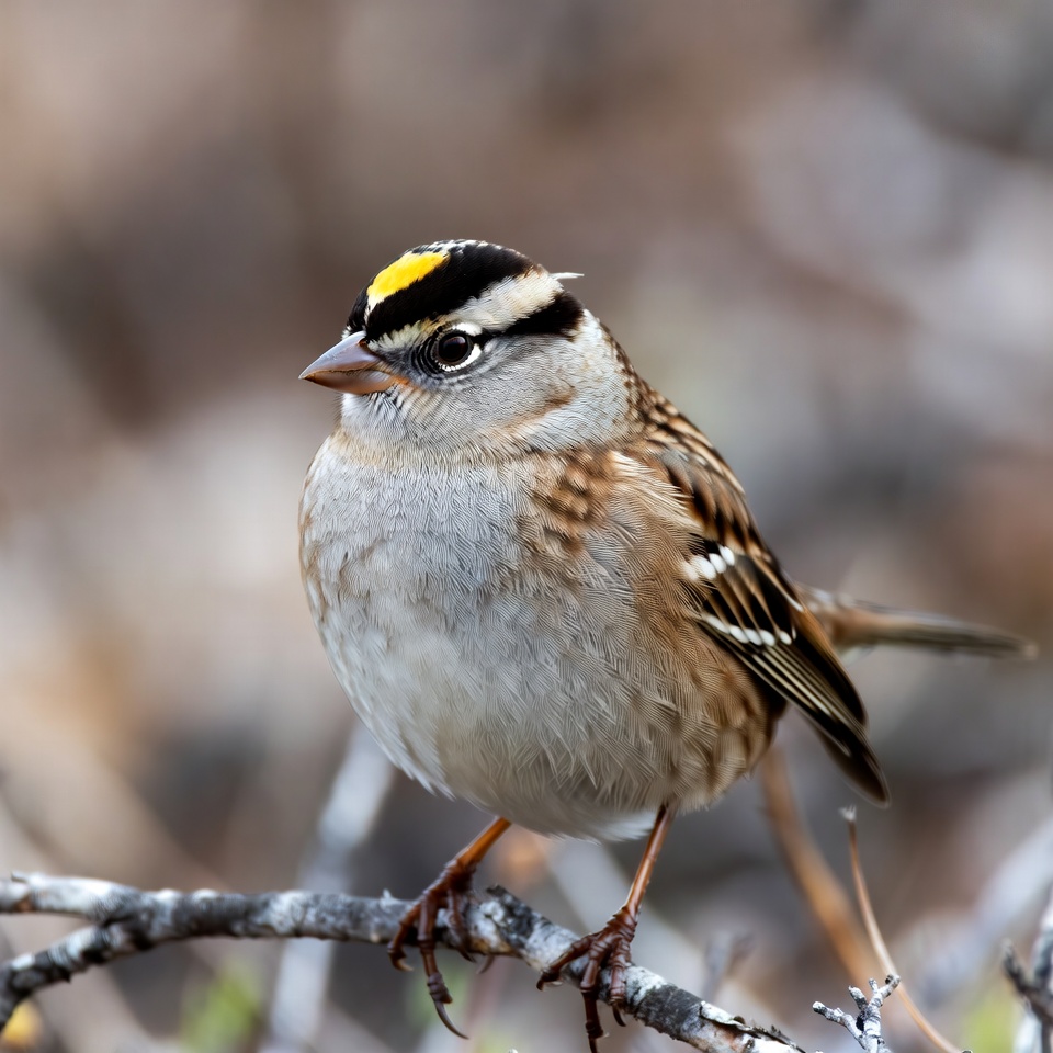 White-crowned Sparrow on branch White-crowned Sparrow on branch