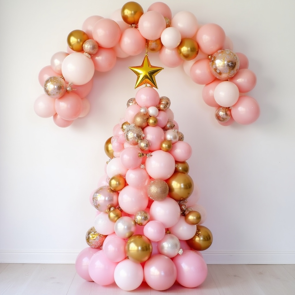 Pink and Gold Balloon Christmas Tree Pink and Gold Balloon Christmas Tree