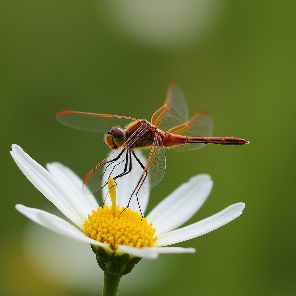 Red Dragonfly on White Daisy Red Dragonfly on White Daisy