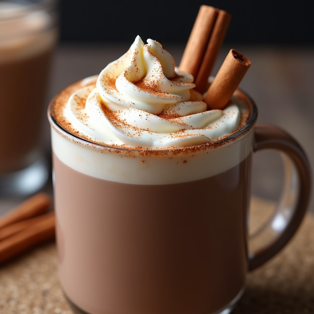 Hot Chocolate with Whipped Cream and Cinnamon Sticks Hot Chocolate with Whipped Cream and Cinnamon Sticks