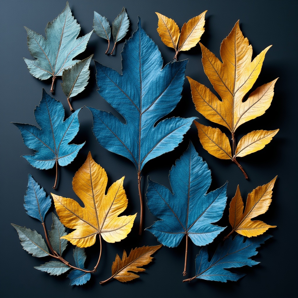 Blue and Yellow Maple Leaves Blue and Yellow Maple Leaves