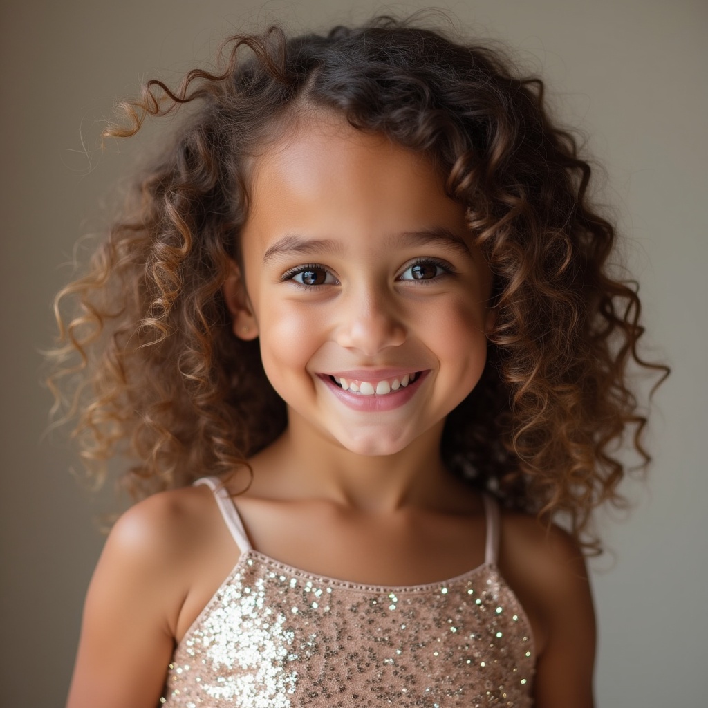 Smiling girl with curly hair Smiling girl with curly hair