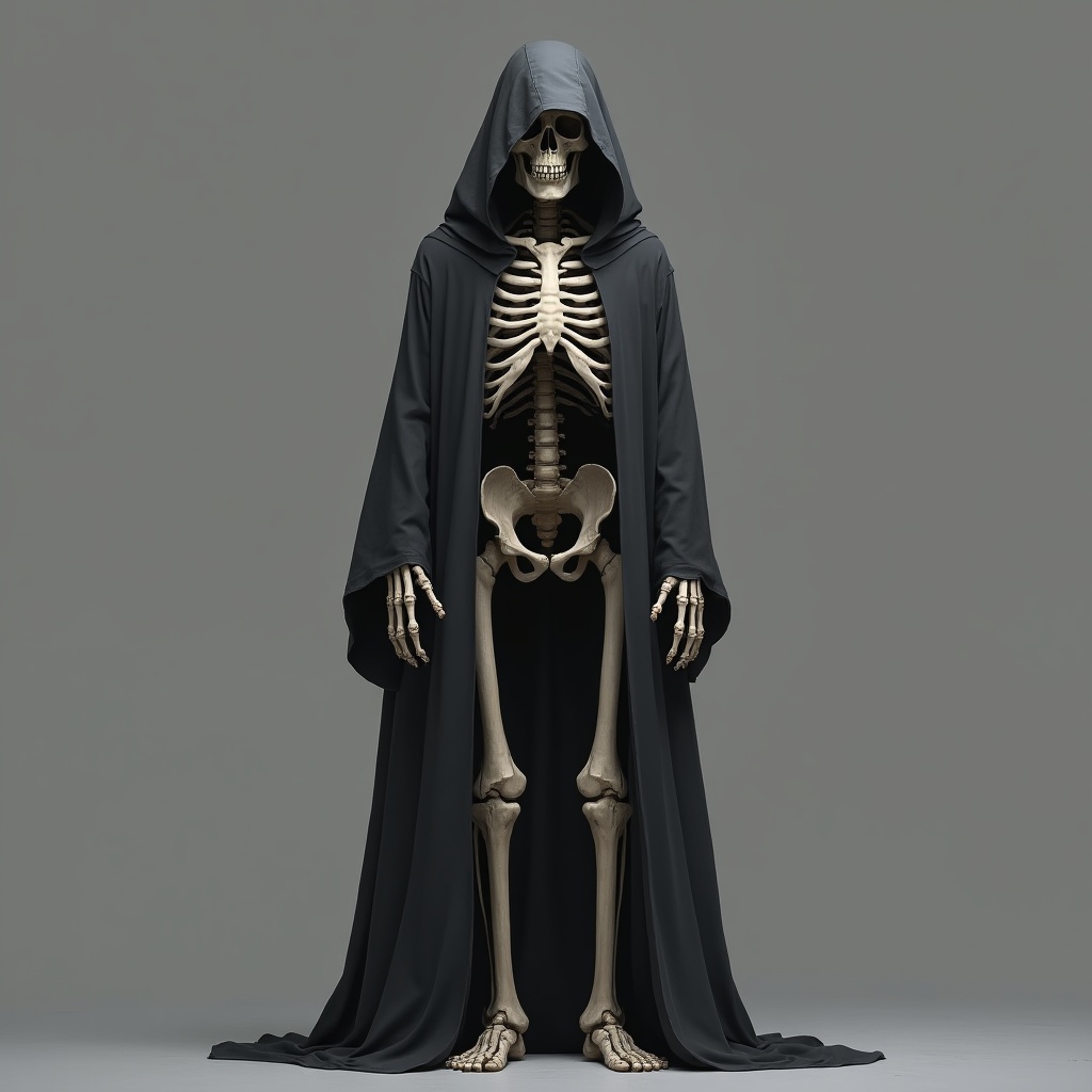 Skeleton in Black Hooded Cloak Skeleton in Black Hooded Cloak
