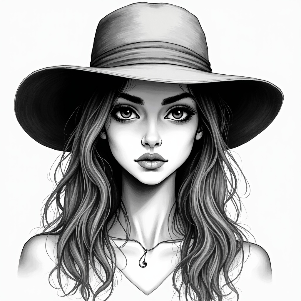 Woman wearing wide-brim hat Woman wearing wide-brim hat