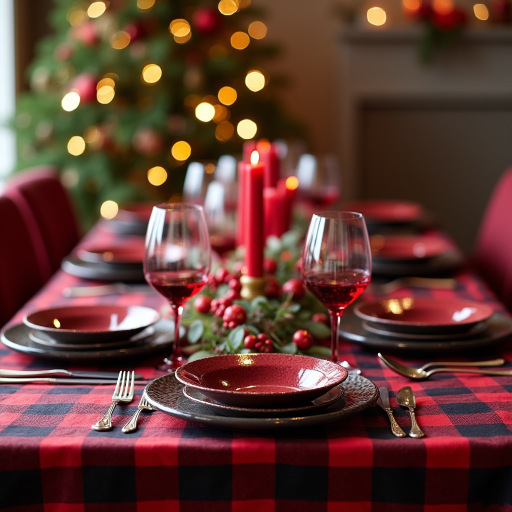 Festive Christmas Dinner Table Setting Festive Christmas Dinner Table Setting