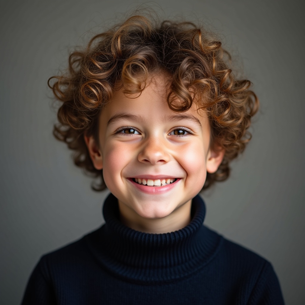 Boy with curly hair smiling Boy with curly hair smiling