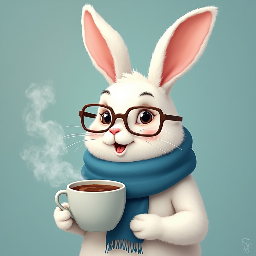 Cute bunny drinking coffee Cute bunny drinking coffee