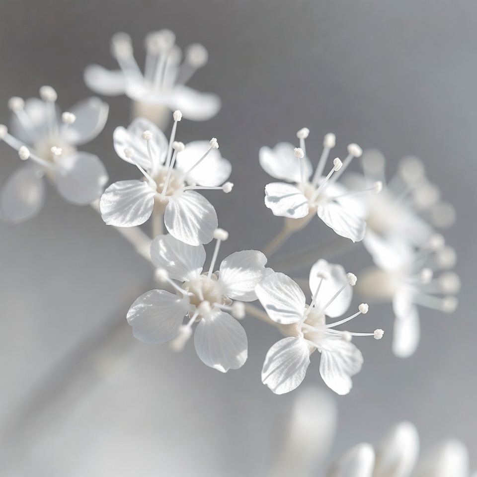 White flowers on gray background White flowers on gray background