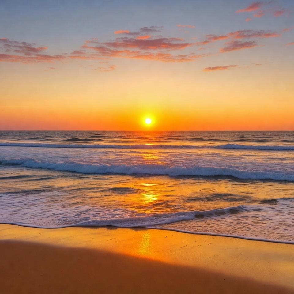 Sunset over ocean waves Sunset over ocean waves