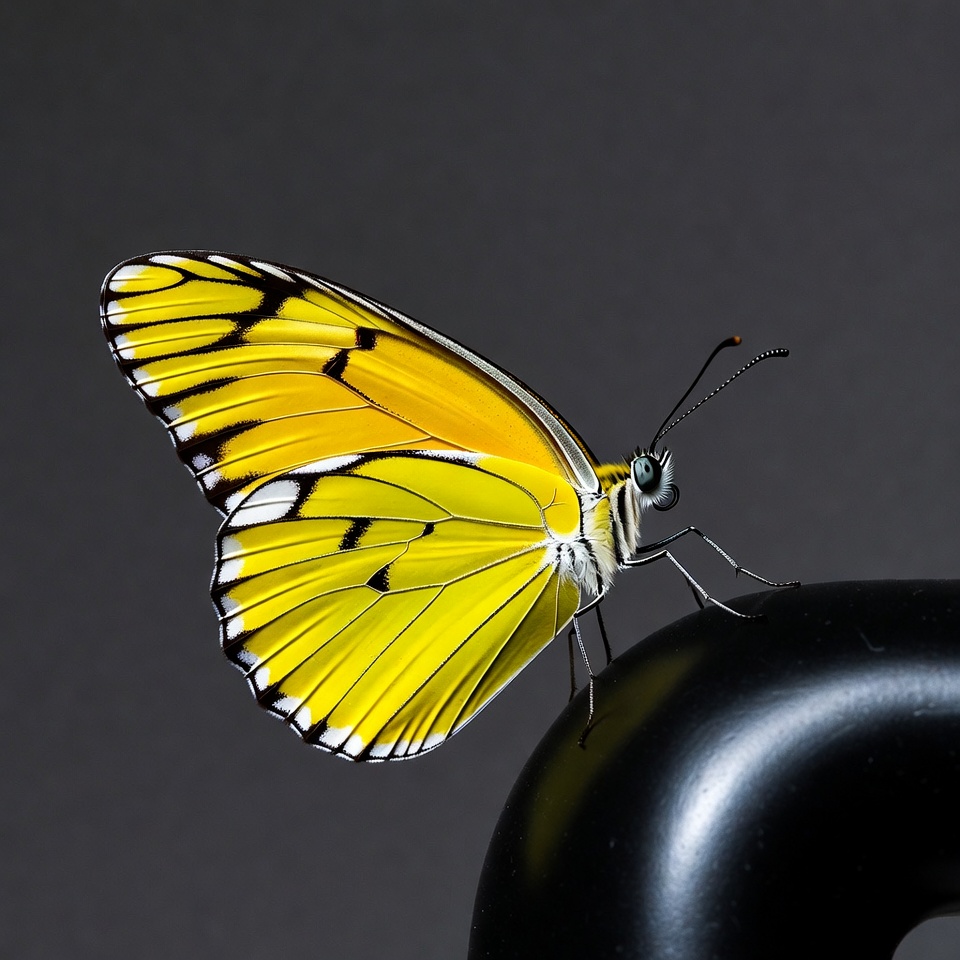 Yellow Butterfly on Black Surface Yellow Butterfly on Black Surface