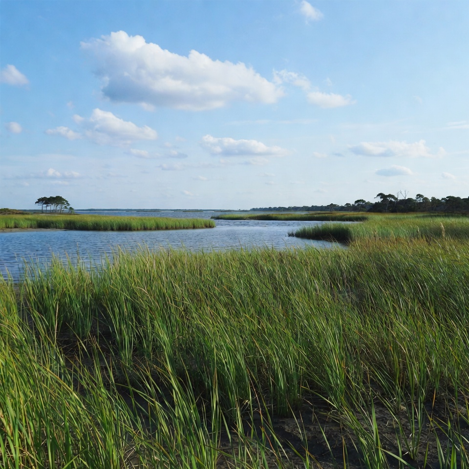 Marshland with Reeds and Calm Waters Marshland with Reeds and Calm Waters