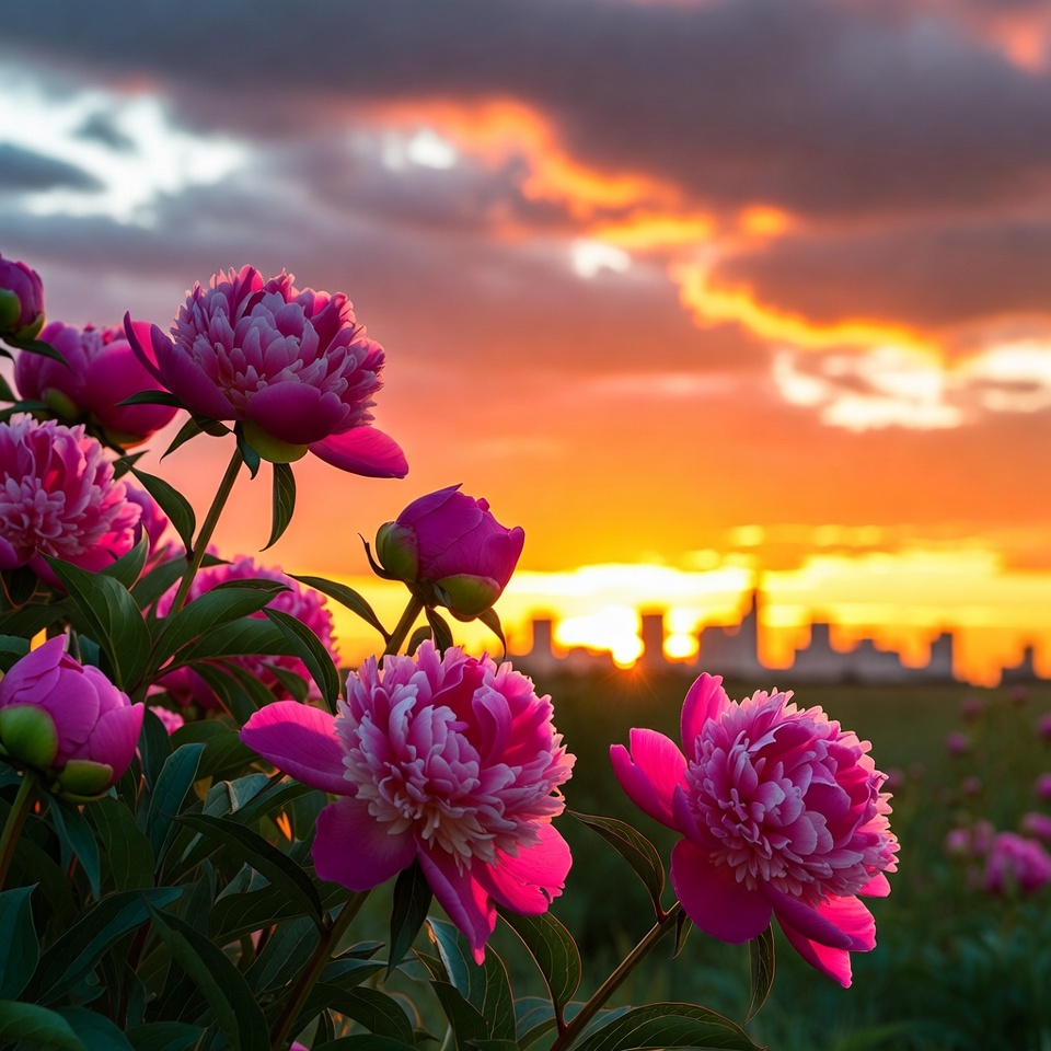 Pink Peonies at Sunset Pink Peonies at Sunset