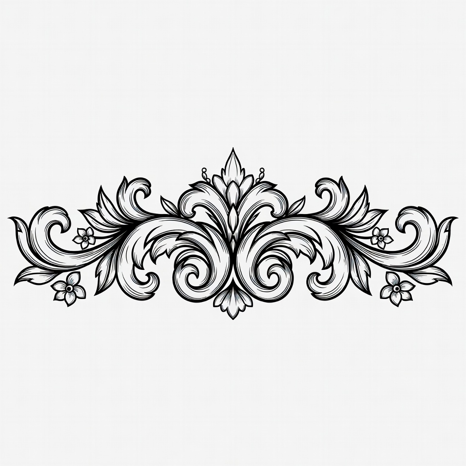 Ornate Black Floral Border Illustration Ornate Black Floral Border Illustration