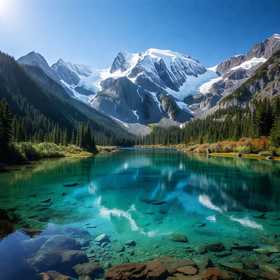 Turquoise Lake Snow-Capped Mountains Turquoise Lake Snow-Capped Mountains