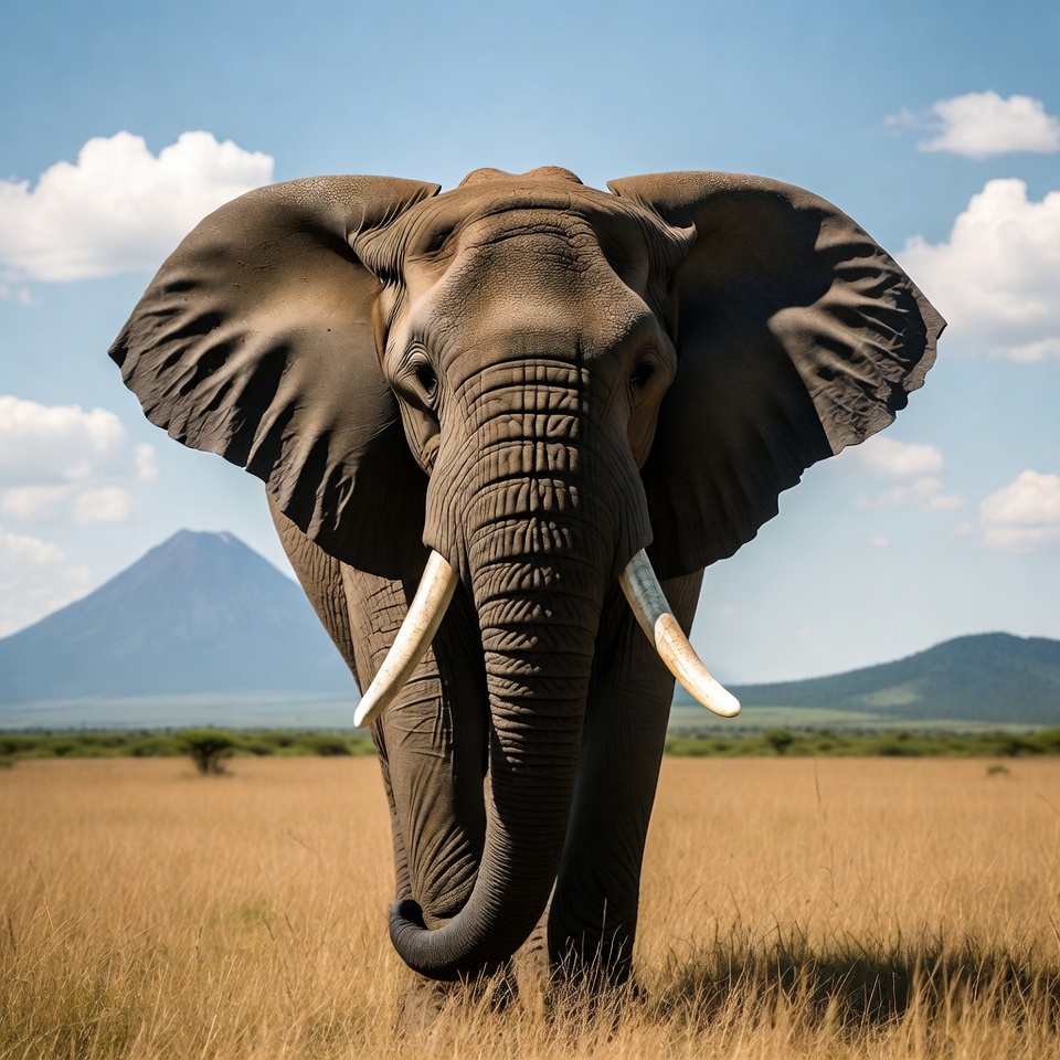 Elephant standing in African savanna Elephant standing in African savanna