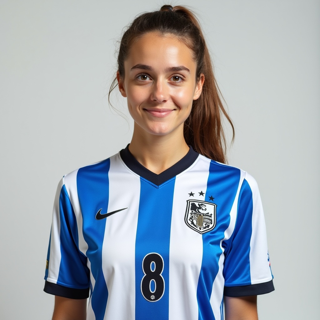 Young woman in Uruguay soccer jersey Young woman in Uruguay soccer jersey