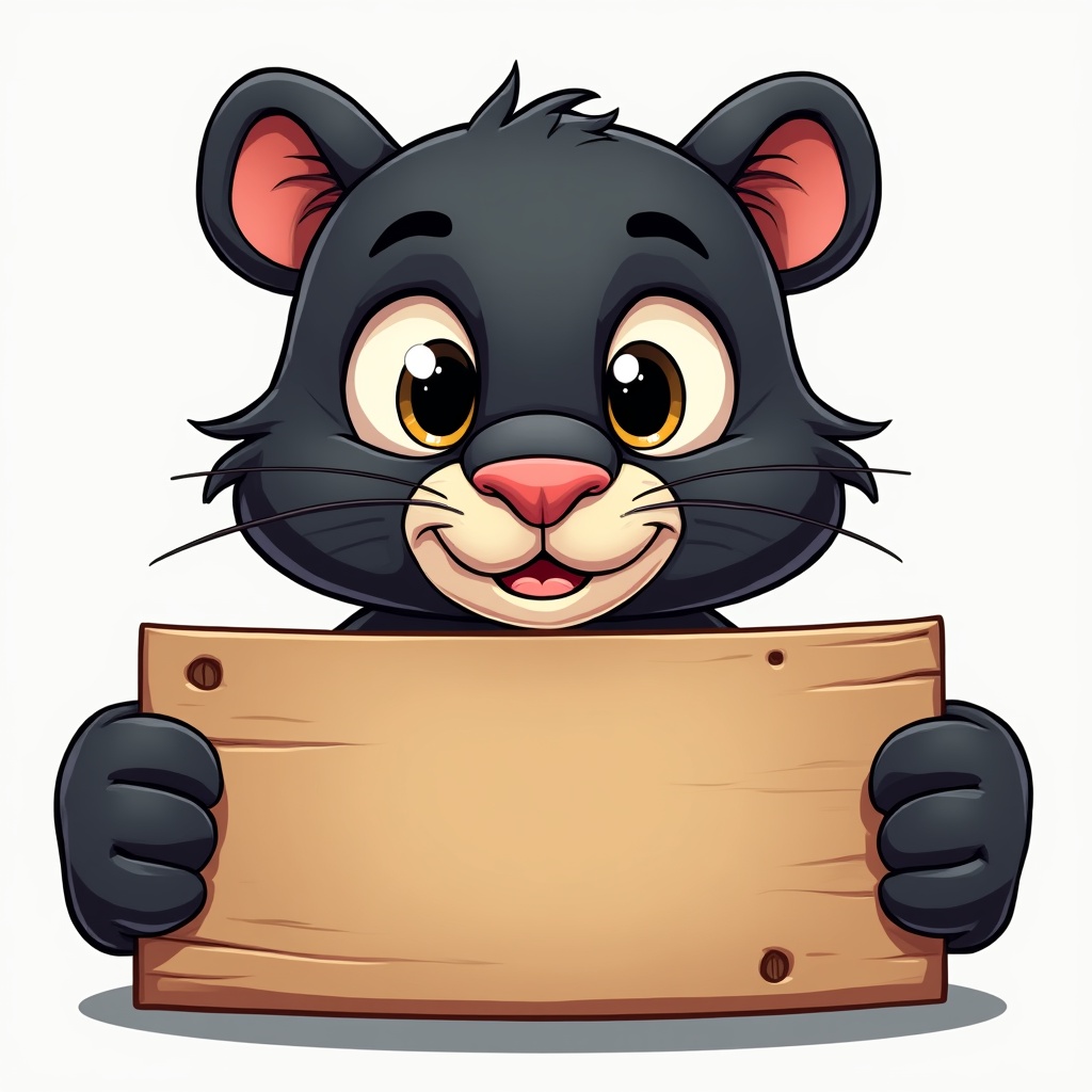 Cartoon Black Panther Holding Blank Sign Cartoon Black Panther Holding Blank Sign