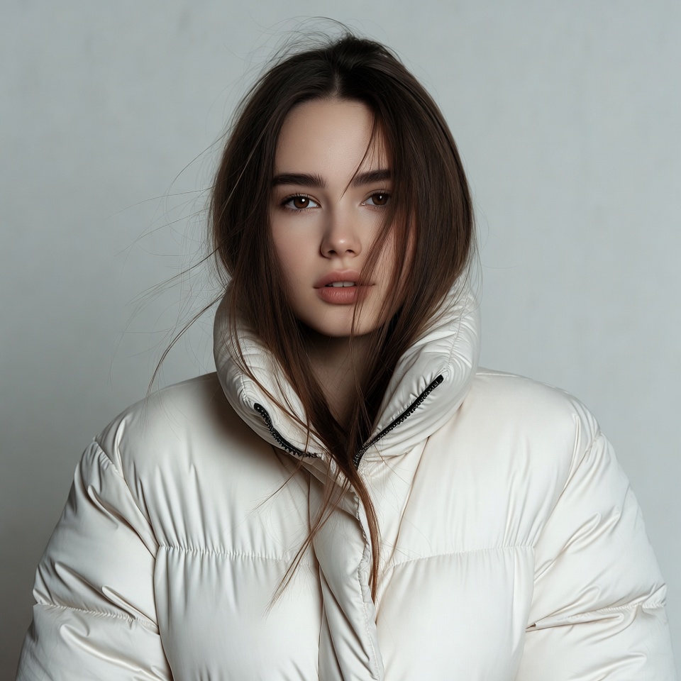 Woman in white puffer jacket Woman in white puffer jacket