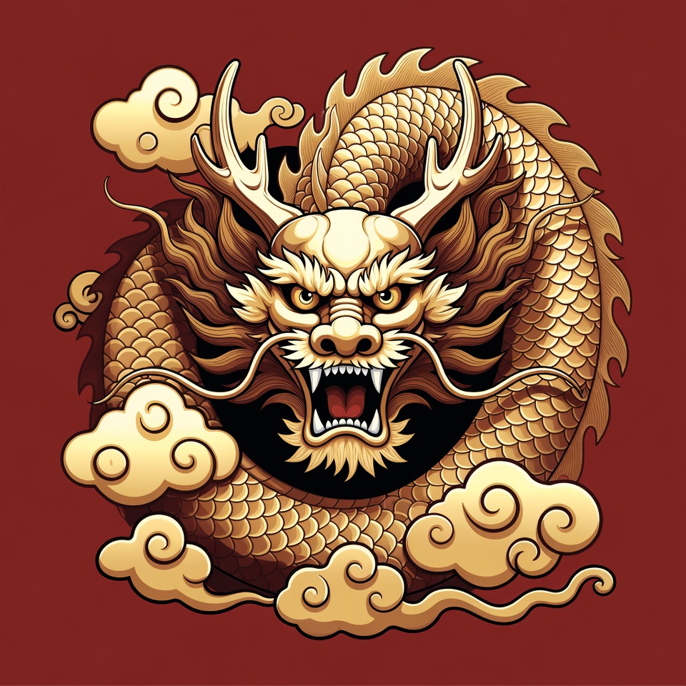 Golden Chinese Dragon Illustration Golden Chinese Dragon Illustration