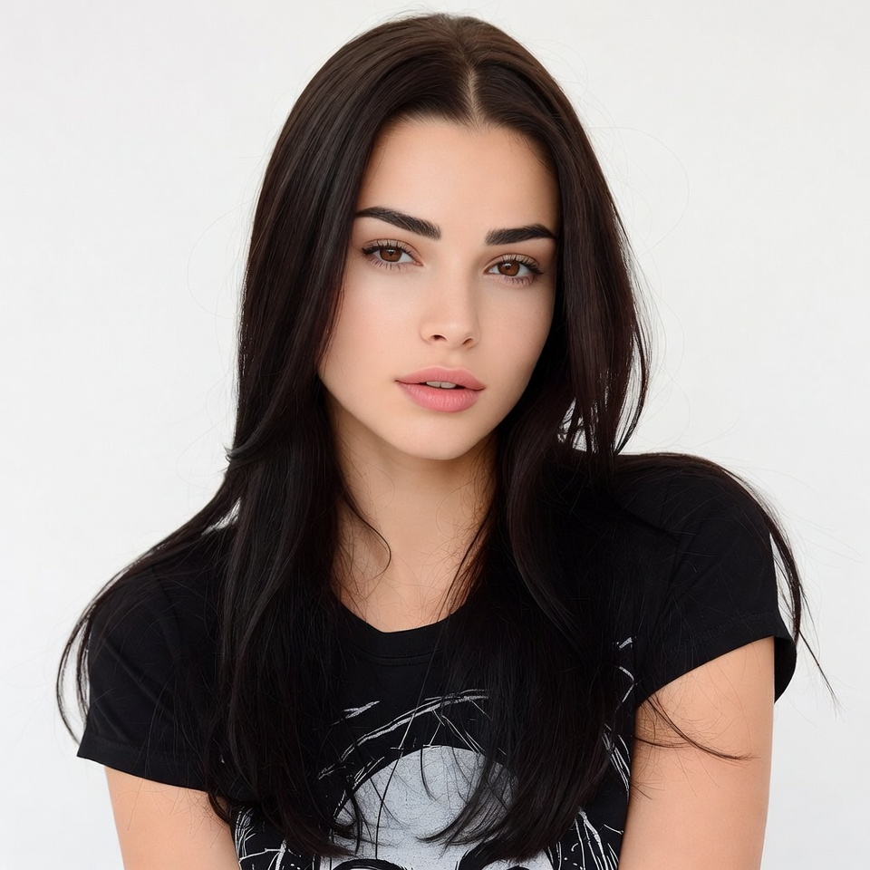 Beautiful woman with long dark hair Beautiful woman with long dark hair