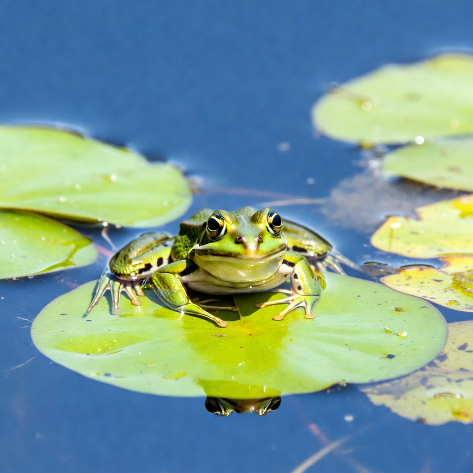 Green Frog on Lily Pad Green Frog on Lily Pad