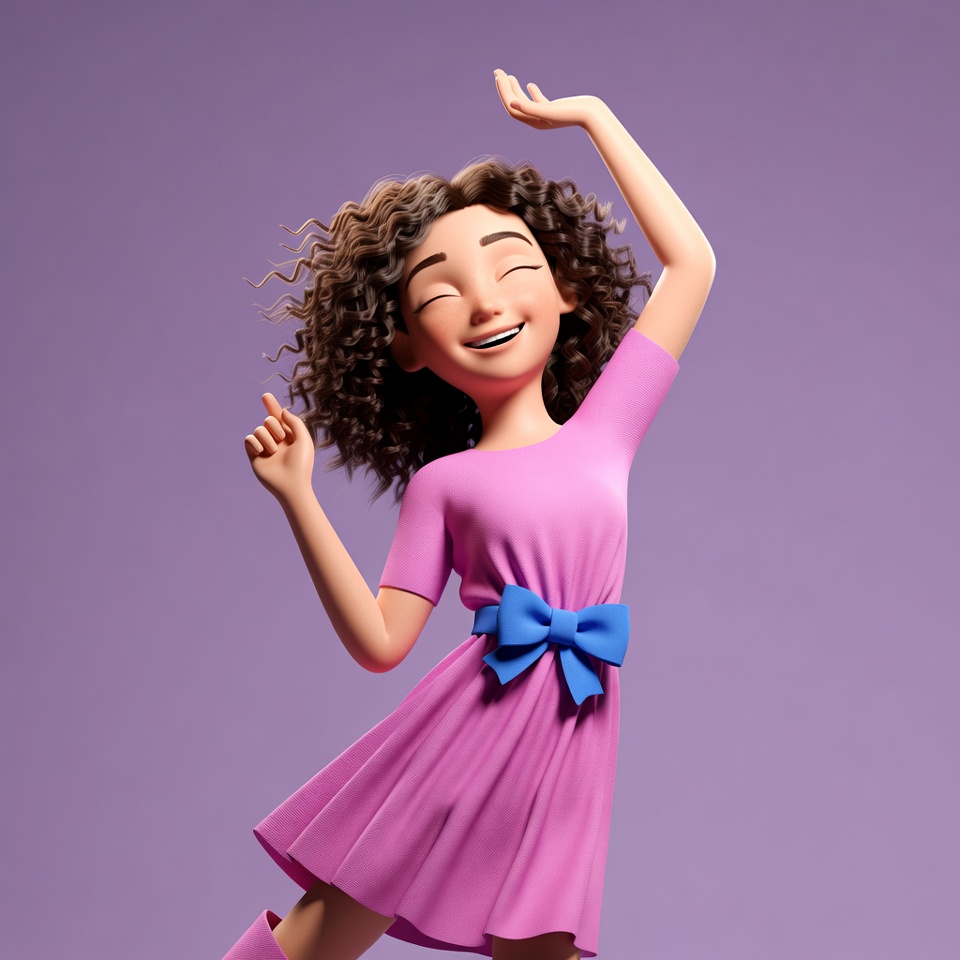 3D girl dancing with curly hair 3D girl dancing with curly hair