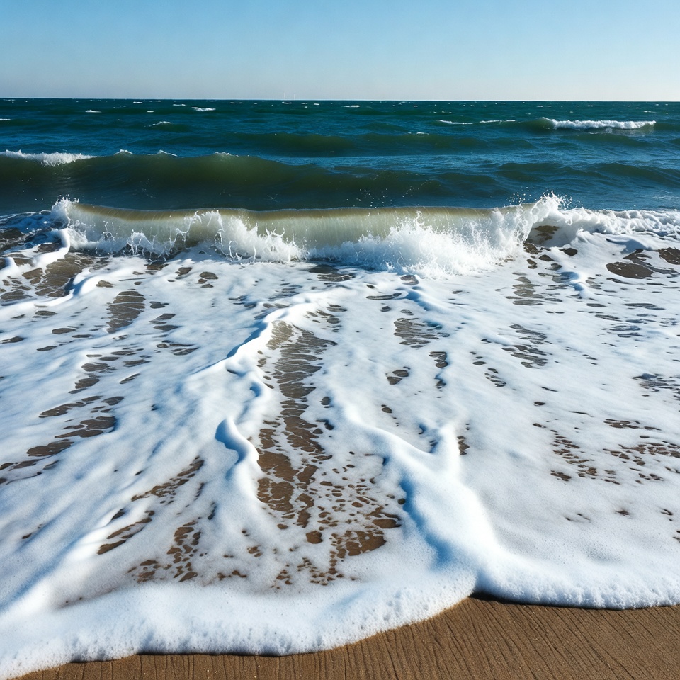 Ocean Waves Crashing on Sandy Beach Ocean Waves Crashing on Sandy Beach