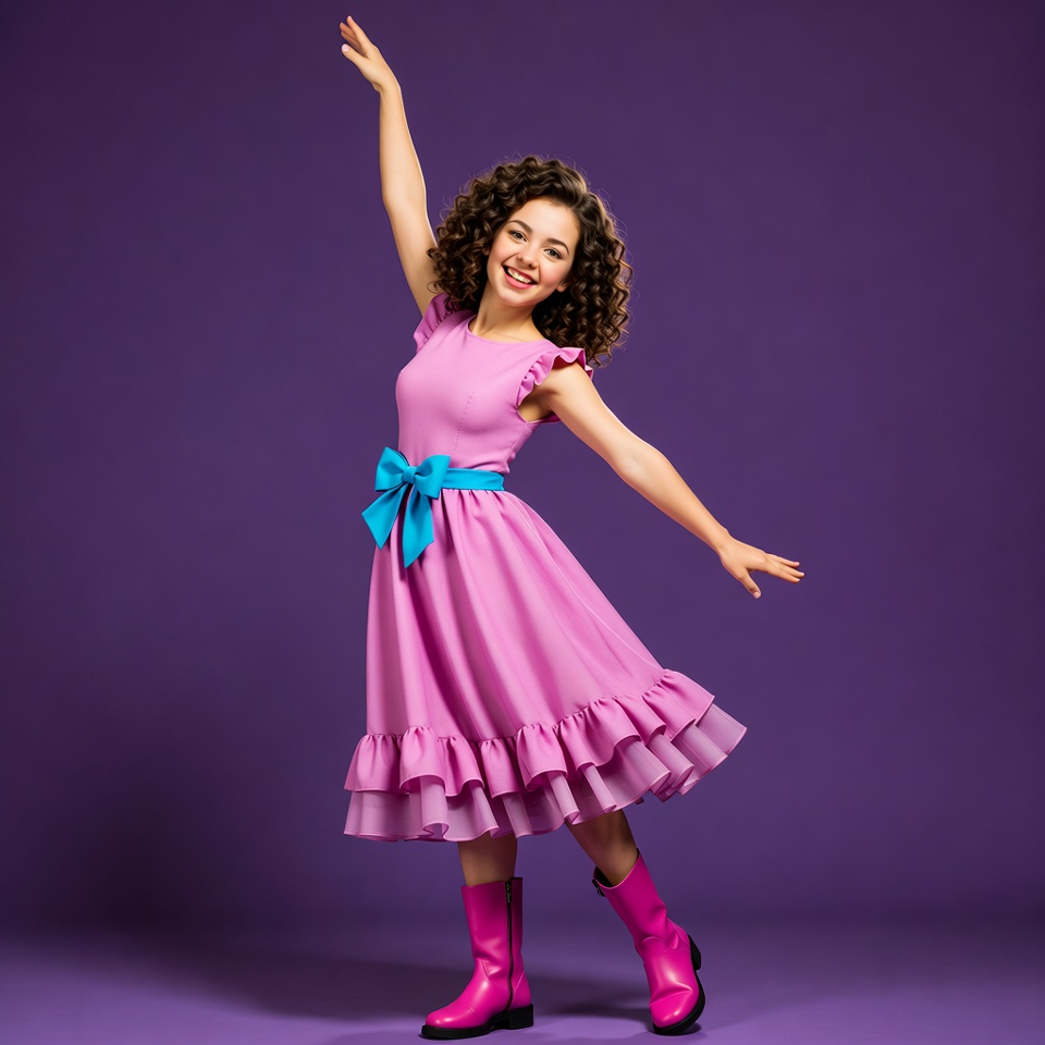 Girl dancing in pink dress Girl dancing in pink dress