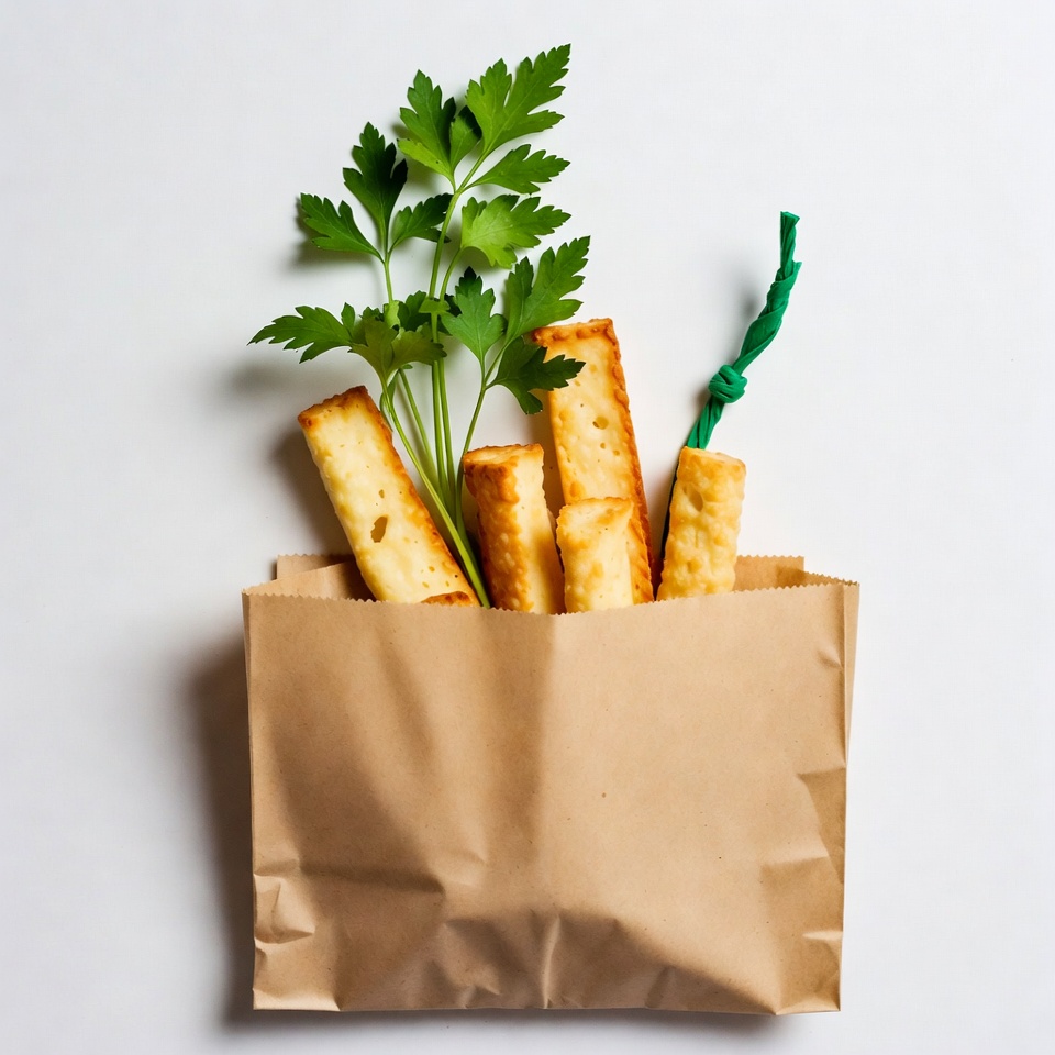 Crackers with Parsley in Brown Paper Bag Crackers with Parsley in Brown Paper Bag