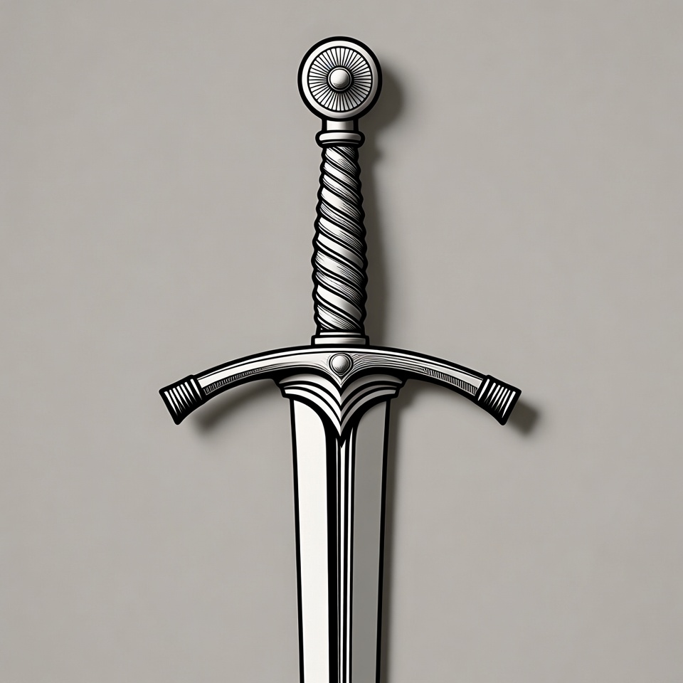 Silver Medieval Sword Illustration Silver Medieval Sword Illustration
