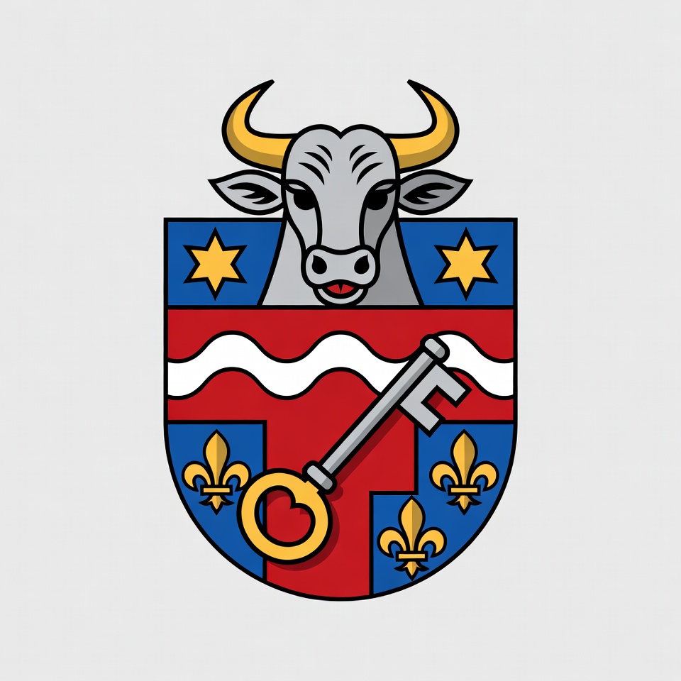 Coat of arms with bull and key Coat of arms with bull and key