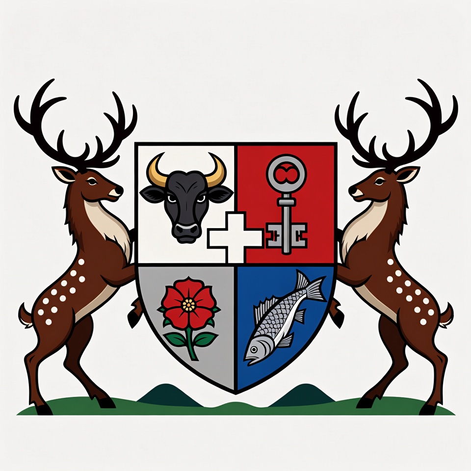 Coat of Arms with Deer and Shield Coat of Arms with Deer and Shield