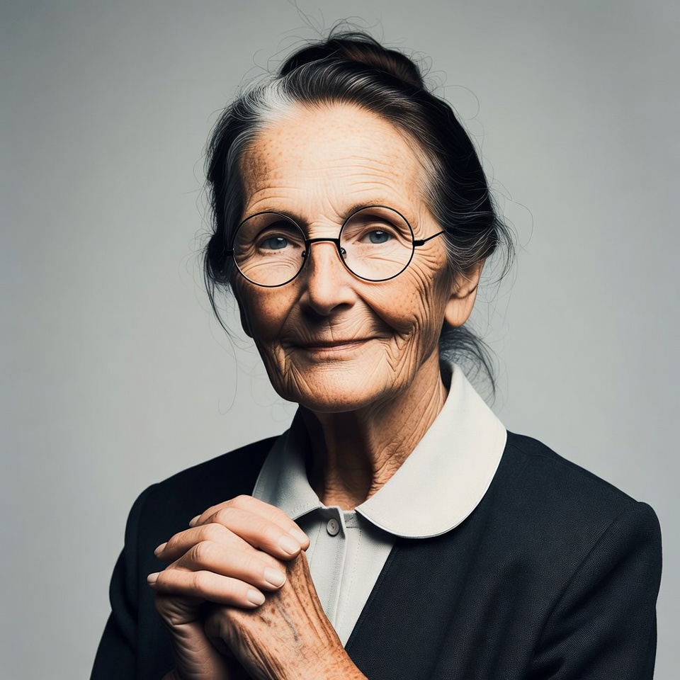 Elderly woman in glasses smiling Elderly woman in glasses smiling