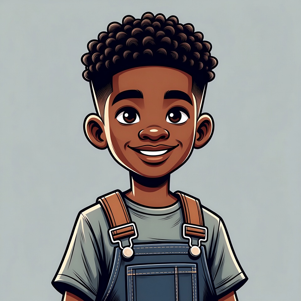 Smiling African-American boy in overalls Smiling African-American boy in overalls