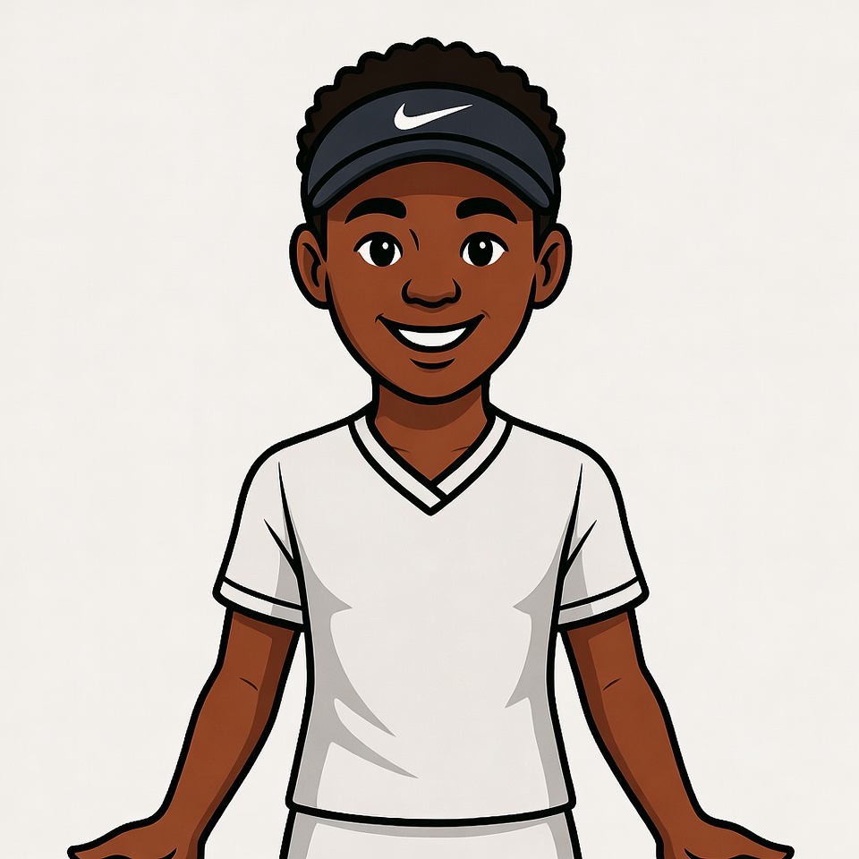 Smiling African-American boy in Nike tennis uniform Smiling African-American boy in Nike tennis uniform
