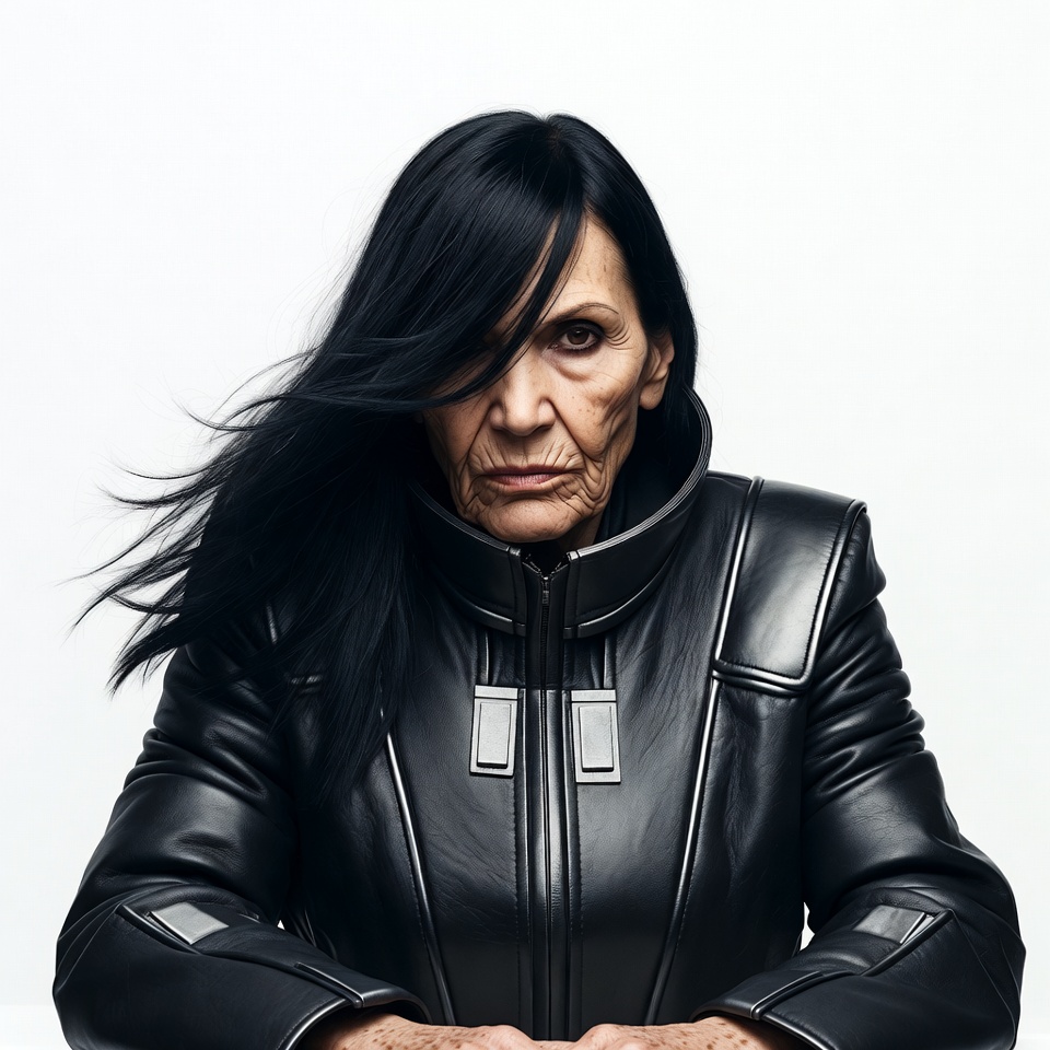 Woman in black leather jacket Woman in black leather jacket