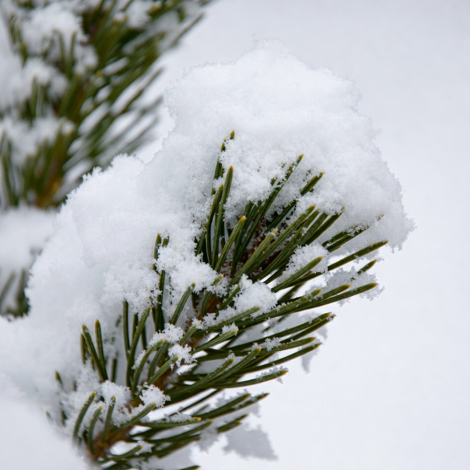 Snow-covered pine branches Snow-covered pine branches