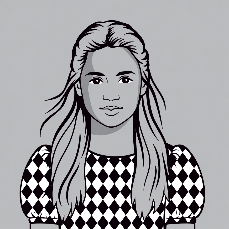 Girl in checkered dress illustration Girl in checkered dress illustration