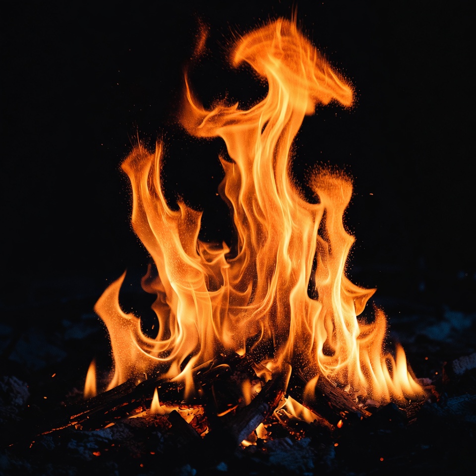 Burning Fire Flames on Black Background Burning Fire Flames on Black Background