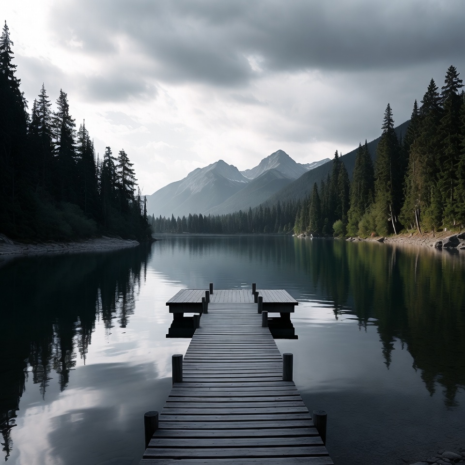 Wooden Pier on Mountain Lake Wooden Pier on Mountain Lake