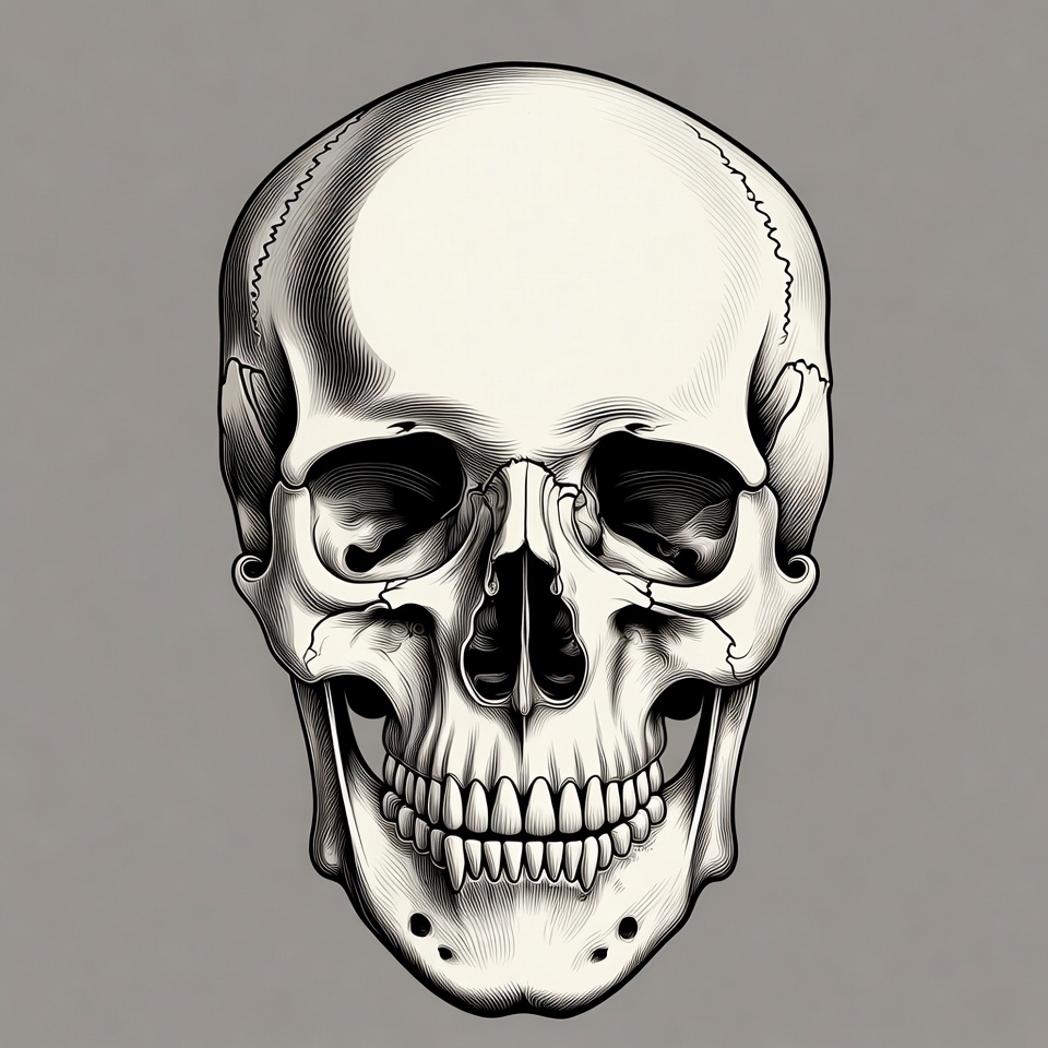 Black and white skull illustration Black and white skull illustration